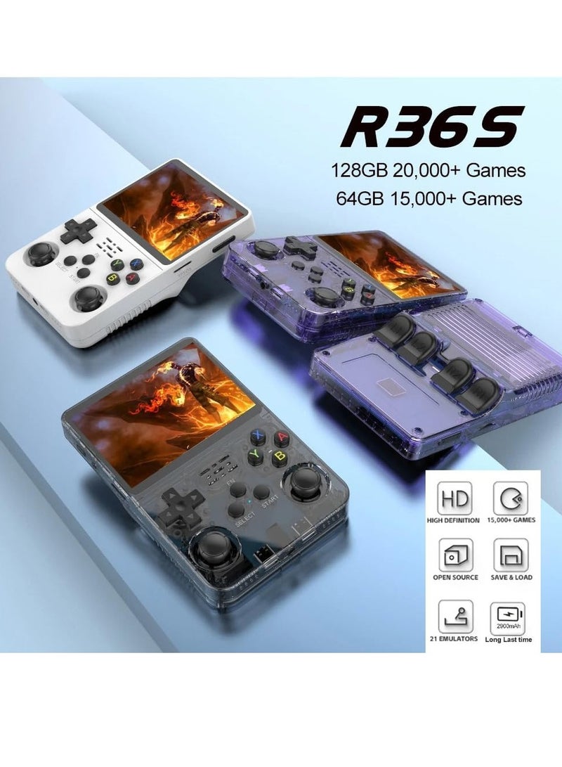 R36S Retro Handheld Game Console, Pre-installed Emulator 64G TF Card - 15000+ Classic Games, 3.5 Inch IPS Screen Linux Retro Arcade Pocket Console Video Player - Image 5