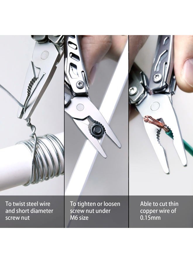 Nextool EDC Keychain Multitool, 10 in 1 Mini Pocket Knife Multi Tool with Needlenose Pliers, Scissors, Mini Useful Cool Gadgets for Men, Father's Day Gifts from Daughter-Sliver - Image 5