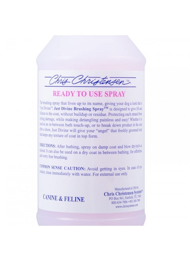 Chris Christensen Chris Christensen Just Divine Dog Brushing Spray, Groom Like A Professional, Prevents Brushing Damage, Light Detangler, Ready To Use, All Coat Types, Made In Usa, 16Oz  - Image 2