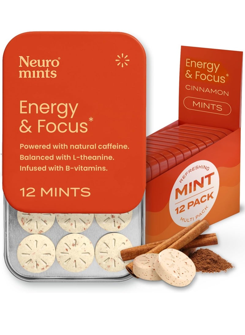 NeuroGum NeuroMints Energy & Focus Cinnamon 12 Packs 12 Pieces Each  - Image 1