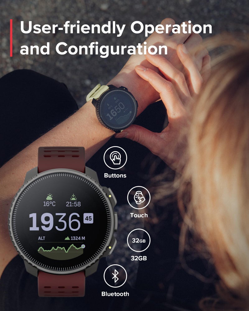 Suunto ساعة رياضية GPS من SUUNTO Vertical، ساعة تدريب متعددة الرياضات 95+، شاشة تعمل باللمس وتحليل بيانات رقمية، دعم متقدم للصحة والتعافي، عمر بطارية 60 يوم، نظام تحديد المواقع المزدوج، خريطة غير متصلة، روبي - Image 5