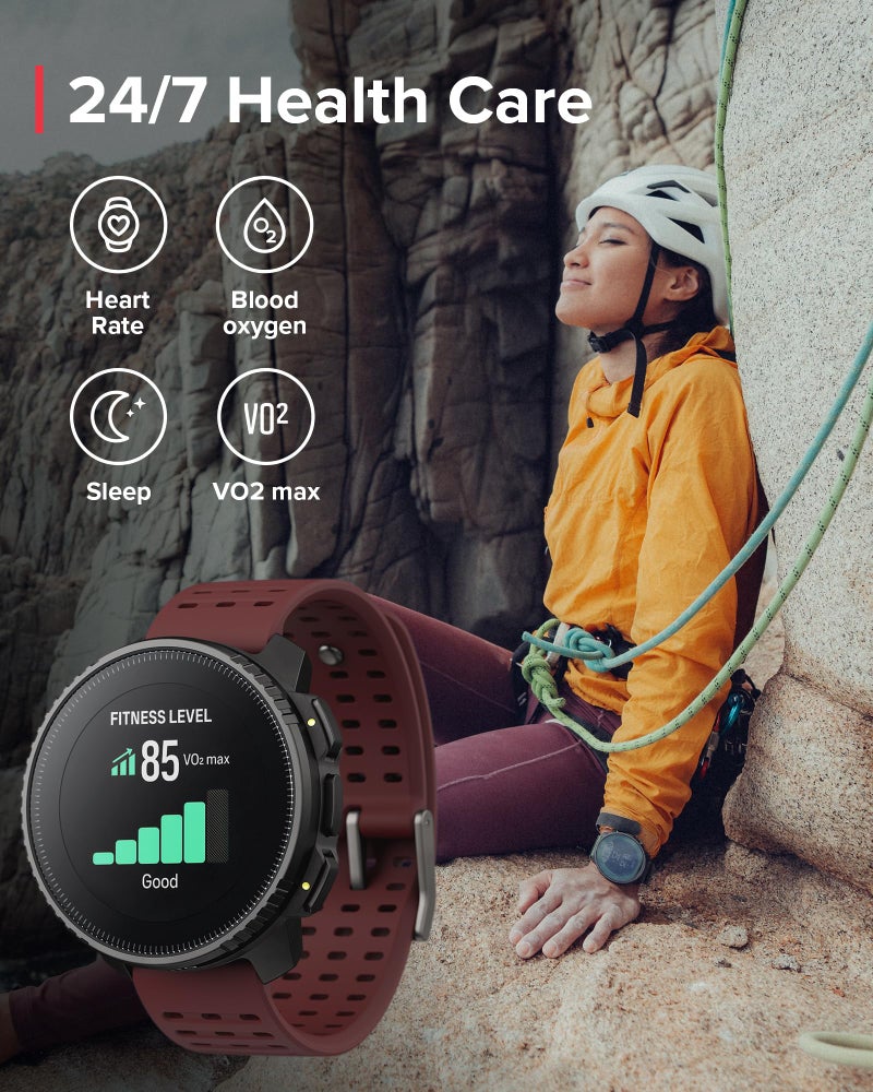 Suunto ساعة رياضية GPS من SUUNTO Vertical، ساعة تدريب متعددة الرياضات 95+، شاشة تعمل باللمس وتحليل بيانات رقمية، دعم متقدم للصحة والتعافي، عمر بطارية 60 يوم، نظام تحديد المواقع المزدوج، خريطة غير متصلة، روبي - Image 2