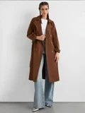 HICCUP Double-Breasted Belted Long Trench Coat
