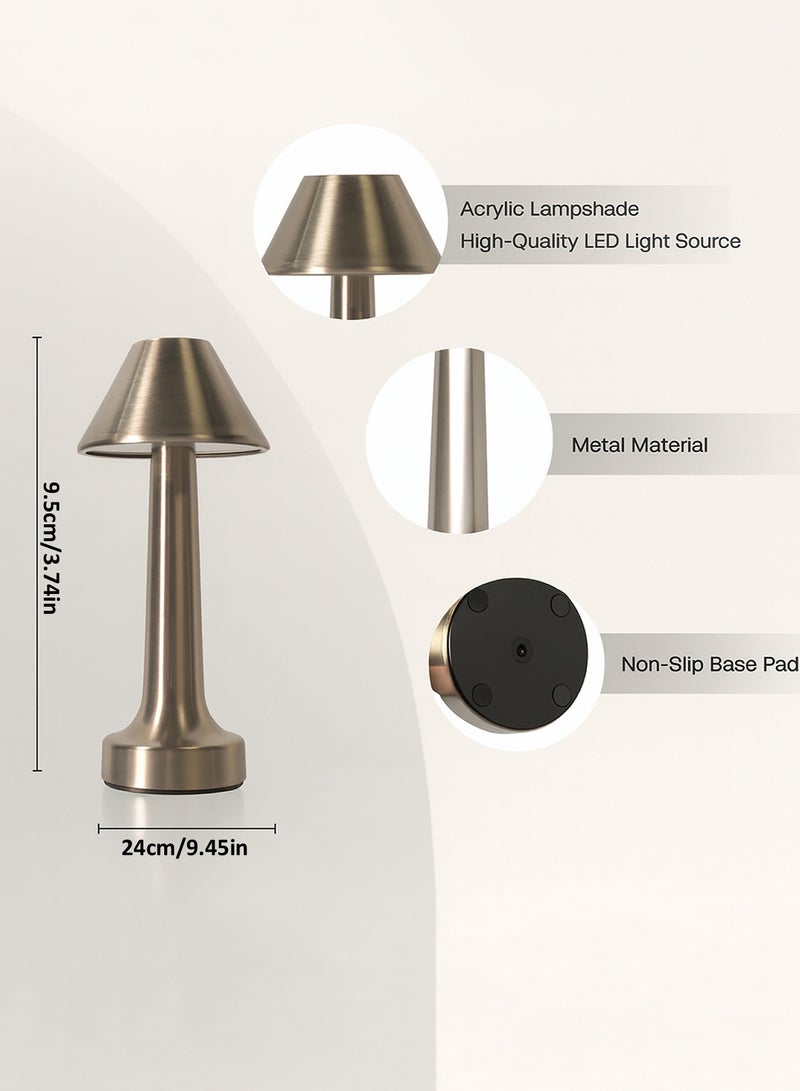 LED Table Lamp with Touch Sensor, 3 Modes, Stepless Dimming, Energy-Saving Portable Rechargeable Cordless Desk Lamp, Suitable for Bedrooms, Kids Nursery, Restaurants, Nightstand, Terraces, Hotels, Bedside Lamps  - Image 3