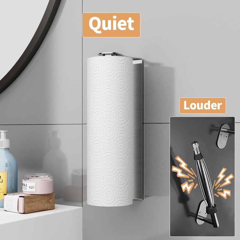 PAROTO Paper Towel Holder Under Cabinet, Wall Mount Paper Towel Holder for Kitchen Bathroom, Stainless Steel, Adhesive or Screws, Silver - Image 4