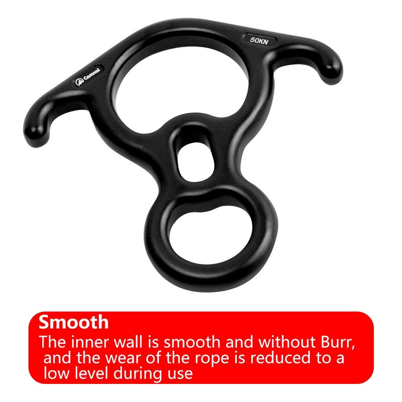 YXGOOD 50KN Rescue Figure, 8 Descender Large Bent-Ear Belaying and Rappelling Gear Belay Device Climbing for Rock Climbing Peak Rescue Aluminum Magnesium Alloy (Black) - Image 2