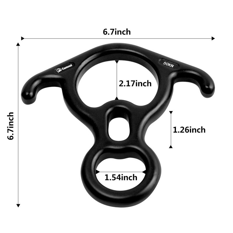 YXGOOD 50KN Rescue Figure, 8 Descender Large Bent-Ear Belaying and Rappelling Gear Belay Device Climbing for Rock Climbing Peak Rescue Aluminum Magnesium Alloy (Black) - Image 5