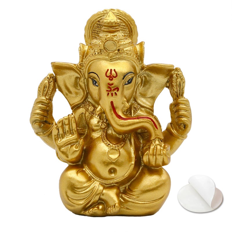 alikiki Indian God Lord Ganesh Statue Hindu God Golden Ganesha Idol Figurines for Car Dashboard Decor Hindu Gift Indian India Home Temple Mandir Pooja Item Diwali Gifts Room Altar Decor