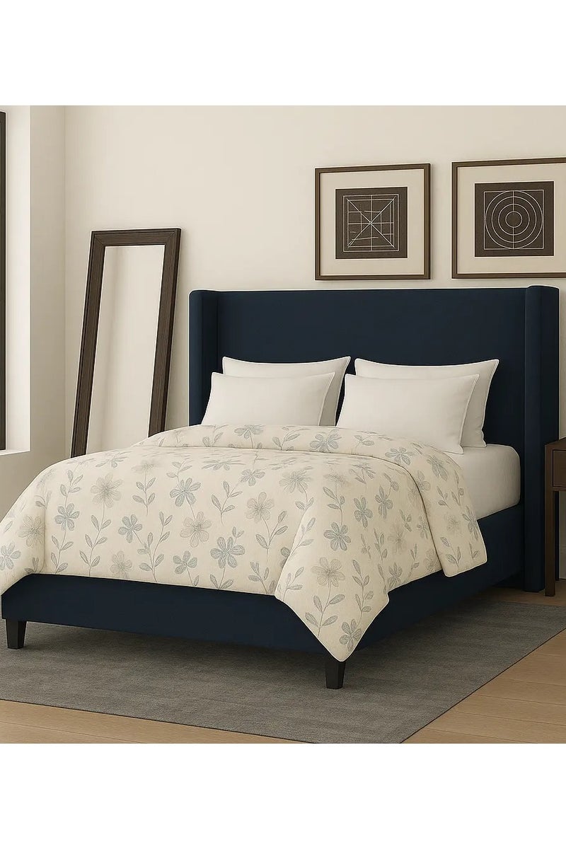 ASGHAR FURNITURE Syla Wingback King Bed with Free Mattress(180x200) 