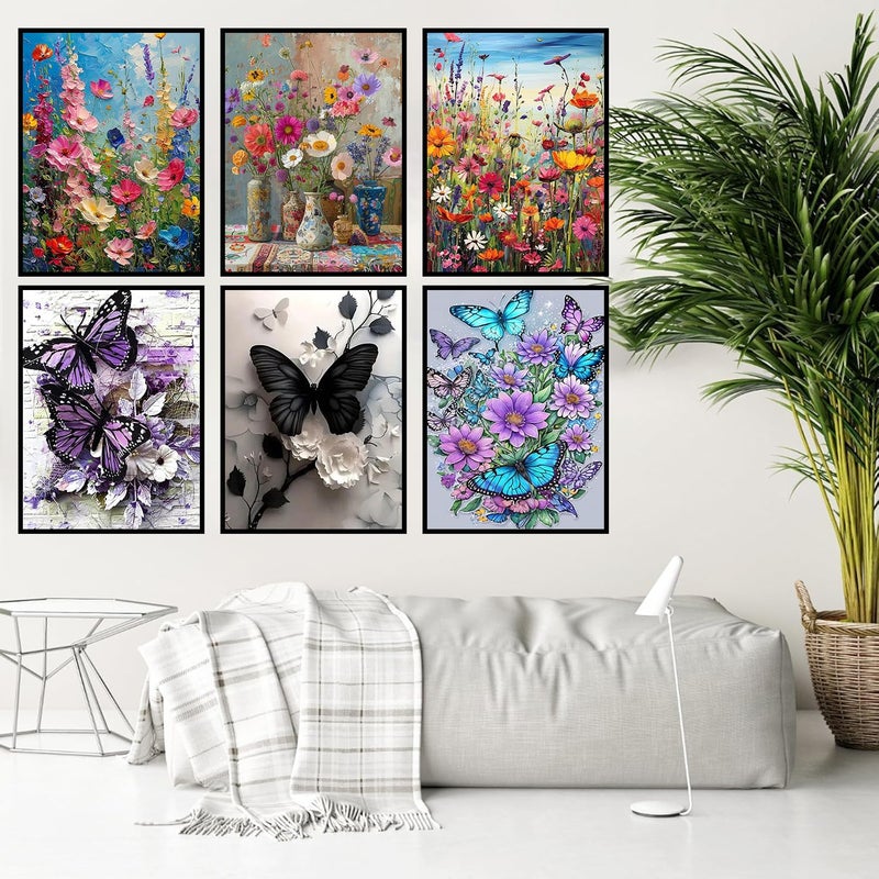 Meothan 9 Pack Diamond Art Kits for Adults, Flowers Diamond Painting Kits for Adults, 5D DIY Round Drill Gem Art Paint with Diamonds Dots Crafts Ste for Home Decor Gift 12x16inch - Image 4