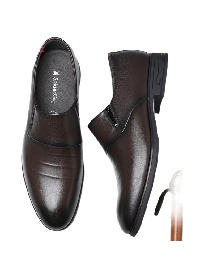 Spider King Men'S Shoes, Spring And Autumn Men'S Business Leather Shoes, Soft Leather Comfortable Formal Shoes, Work Shoes, Brown, Size 42 - Image 2