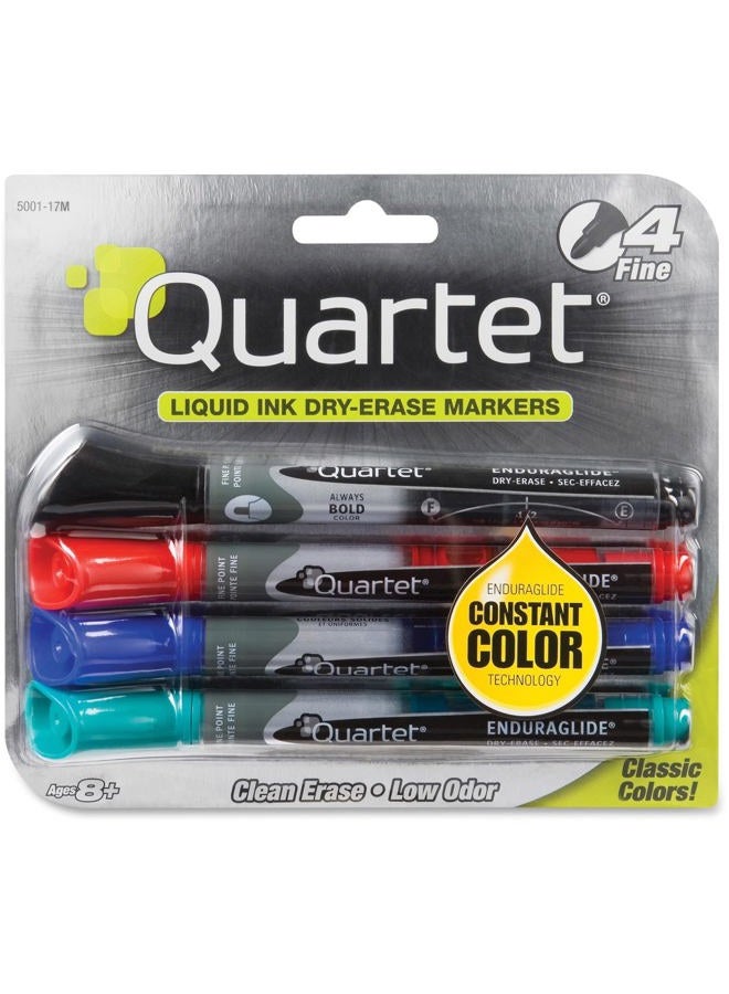 Quartet Dry Erase Markers, Whiteboard Markers, Fine Tip, EnduraGlide, White Board Dry Erase Pens for Teachers, Home School & Office Supplies, Assorted Classic Colors, 4 Pack (5001-10M) - Image 1