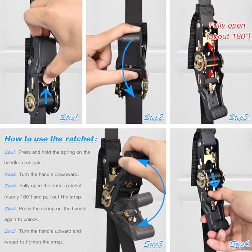 Brebebe Upgrade Door Anchor Strap for Resistance Bands Exercise, Multi Points Anchor Straps with 7 Loops+ 7 D Rings, Home Gym Workout Equipments with Ratchet Adjust Tighten Straps Not Loose, Sturdy - Image 5