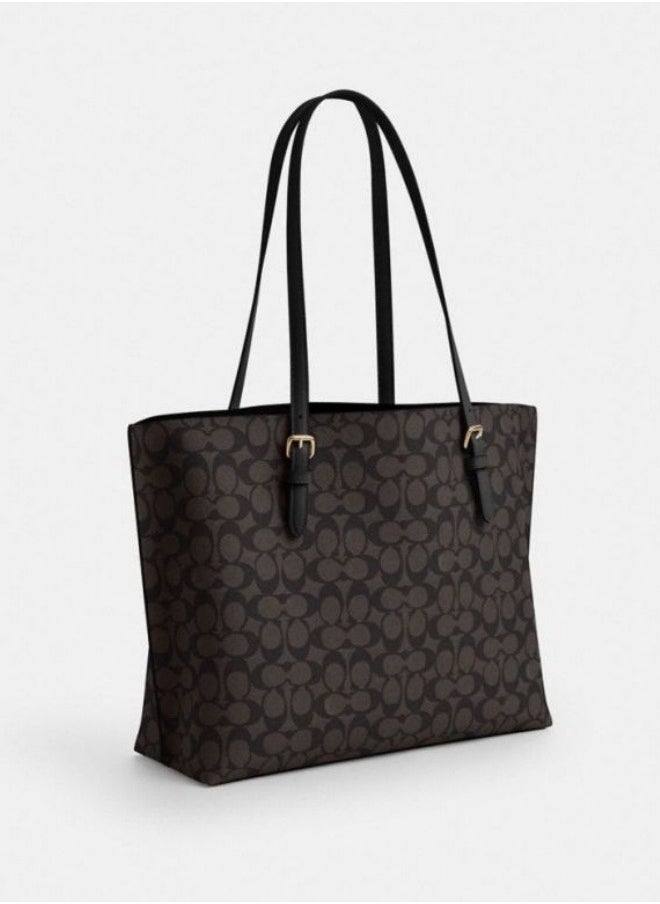 coachoutlet - COACH Women's Classic Logo Canvas MOLLIE Tote Bag Large Capacity Shopping Bag - Image 1