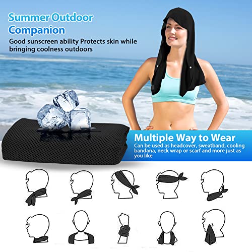 Sukeen Cooling Hoodie Towel, Cooling Towels for Neck and Face Absorbent Quick Drying, Cooling Neck Wraps UV Protection Sport Workout Camping Cycling Cooling Towel - Image 3