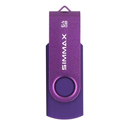 SIMMAX 64GB Memory Stick USB 2.0 Flash Drives Swivel Thumb Drive Pen Drive (64GB Purple) - Image 2