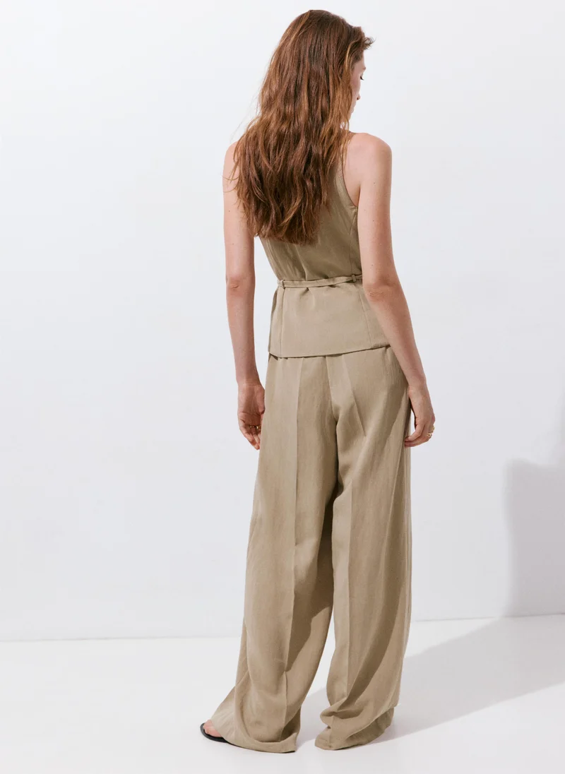 Mango 35-TOPO Combined Lyocell Crossover Jumpsuit for Women | Best Price UAE