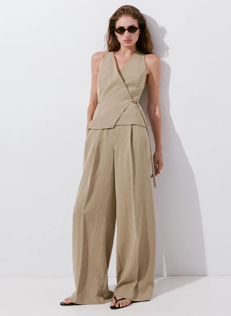 Combined Lyocell Crossover Jumpsuit