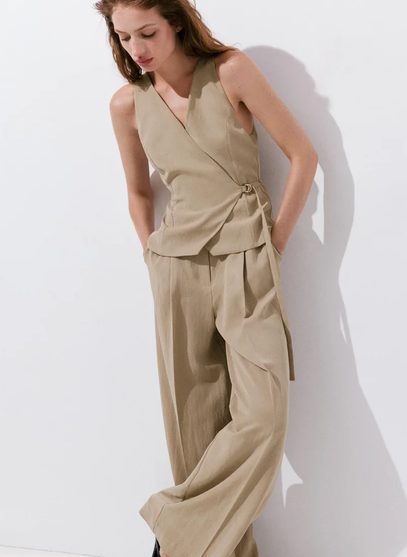Mango 35-TOPO Combined Lyocell Crossover Jumpsuit for Women | Best Price UAE