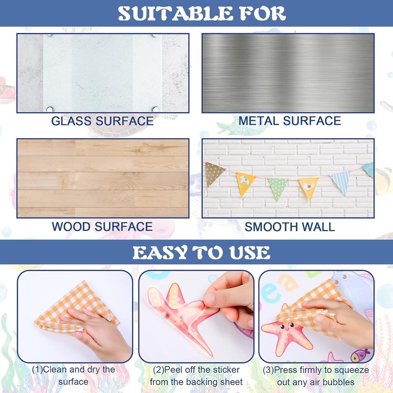 Chinco 114 Piece Ocean Fish Wall Decals Under The Sea Wall Decals  Under The Sea Fish  Jellyfish Removable Decor  Peel  Stick  for Kids Baby Bathroom Bedroom Living Room - Image 3