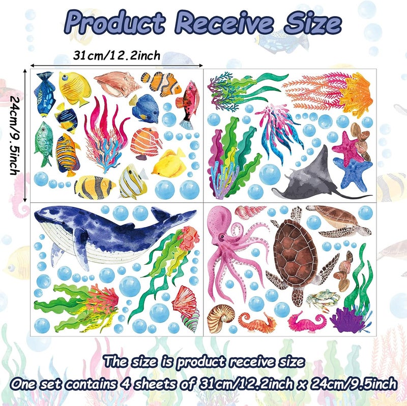 Chinco 114 Piece Ocean Fish Wall Decals Under The Sea Wall Decals  Under The Sea Fish  Jellyfish Removable Decor  Peel  Stick  for Kids Baby Bathroom Bedroom Living Room - Image 2