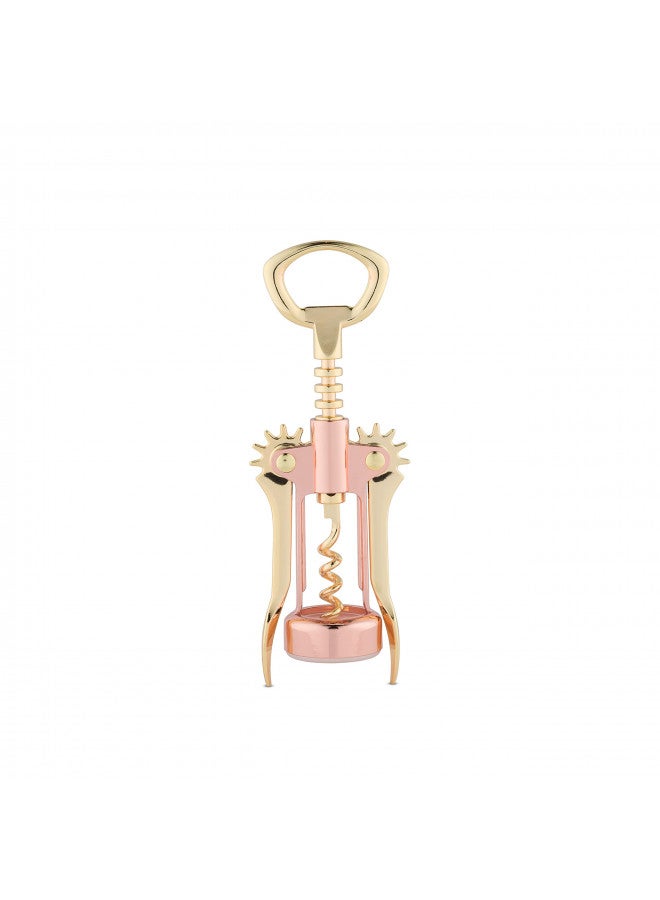 Twine Two-Tone Copper and Gold Winged Corkscrew, Self Centering Worm, Wine Bottle Opener, Lever Arms, Stainless Steel Set of 1 - Image 1