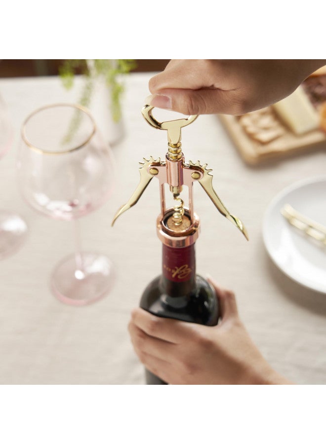 Twine Two-Tone Copper and Gold Winged Corkscrew, Self Centering Worm, Wine Bottle Opener, Lever Arms, Stainless Steel Set of 1 - Image 4