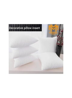 MANAAL HOME Microfiber Hotel Quality Cushion Filler Pairset Of 2Piece 45 X 45 Cm With Filling Of 500 Grams Each Cushion Filler For Home & Office Use Throw Pillow White Stripe 45 X 45 2  - Image 2