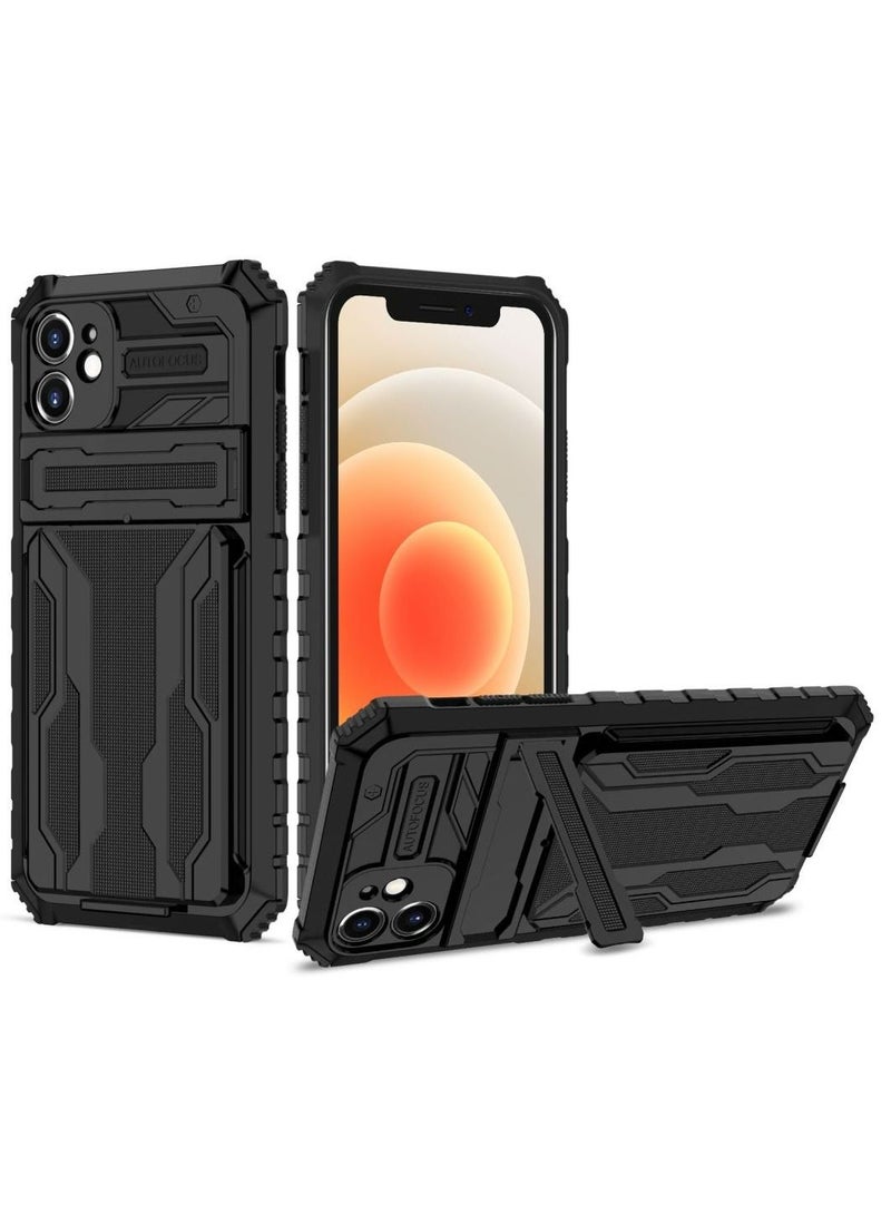 Protective Cover for Apple iPhone 12 Wallet Case with Credit Card Holder Stand Kickstand Slim Rugged Shockproof Heavy Duty Defender Armor  - Image 1