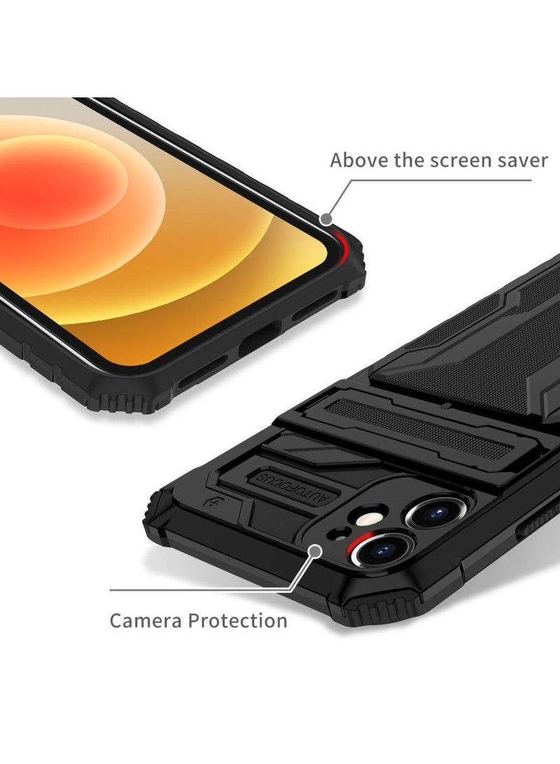 Protective Cover for Apple iPhone 12 Wallet Case with Credit Card Holder Stand Kickstand Slim Rugged Shockproof Heavy Duty Defender Armor  - Image 5