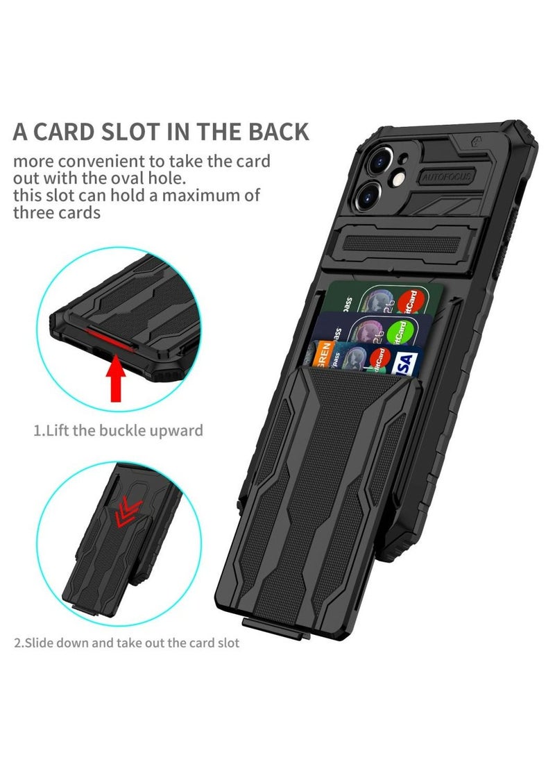 Protective Cover for Apple iPhone 12 Wallet Case with Credit Card Holder Stand Kickstand Slim Rugged Shockproof Heavy Duty Defender Armor  - Image 4