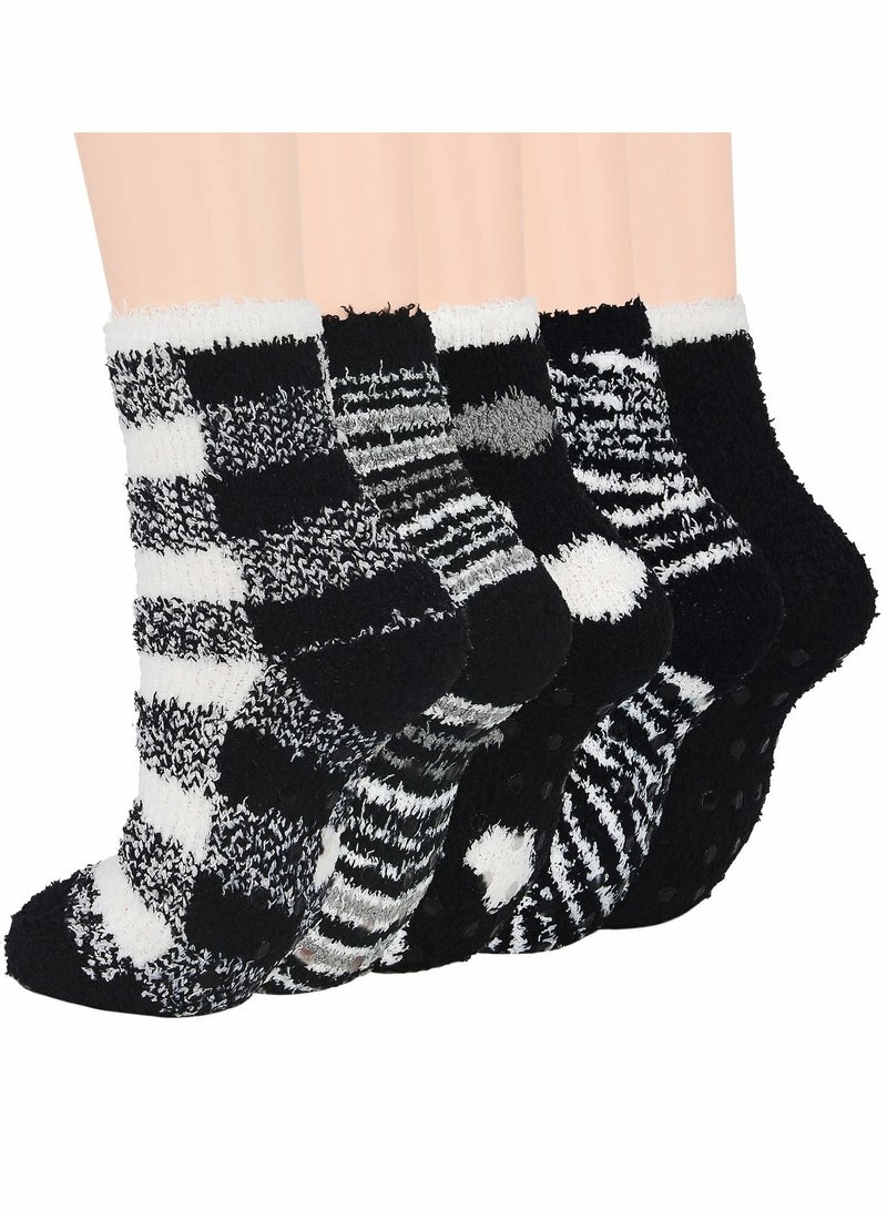 KASTWAVE 5 PCS Womens Winter Socks Fluffy Sleep Socks Fleece Fuzzy Socks Athletic Warm Socks Plush Cozy Socks - Image 1