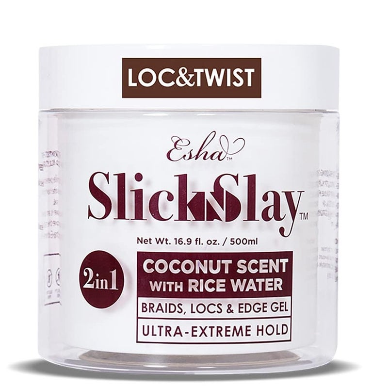 Esha Slick N Slay Braiding Gel  3in1 Ultra Extreme Hold Hydrating and Conditioning Gel for Locs Twists Braids and Edges COCONUT 17 oz