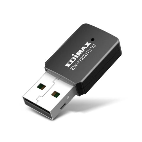 Edimax Wi-Fi 4 802.11n Mini USB Adapter -Newest Version- Wireless N300 Dongle, 300Mbps throughput, Auto-Power Adjustment for Energy Saving, Win 11 Plug-n-Play, Mac OS, Linux, EW-7722UTn V3