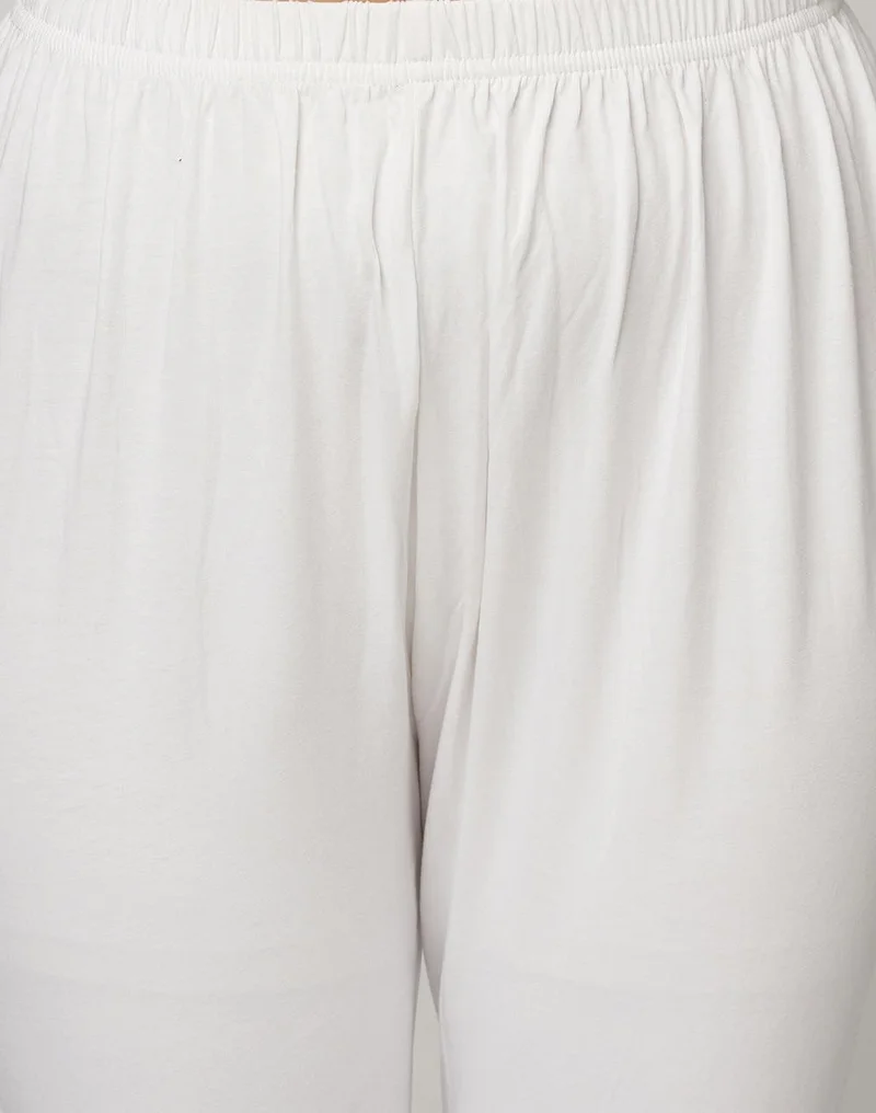 فاب انديا White Cotton Full Length Churidar