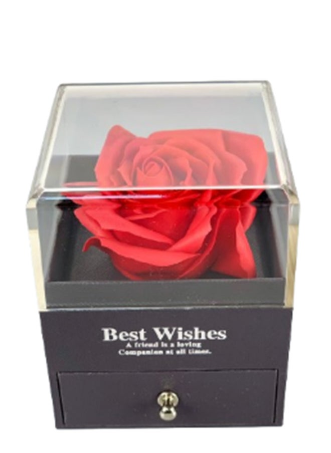wardi Red Artificial Rose In Black Box 