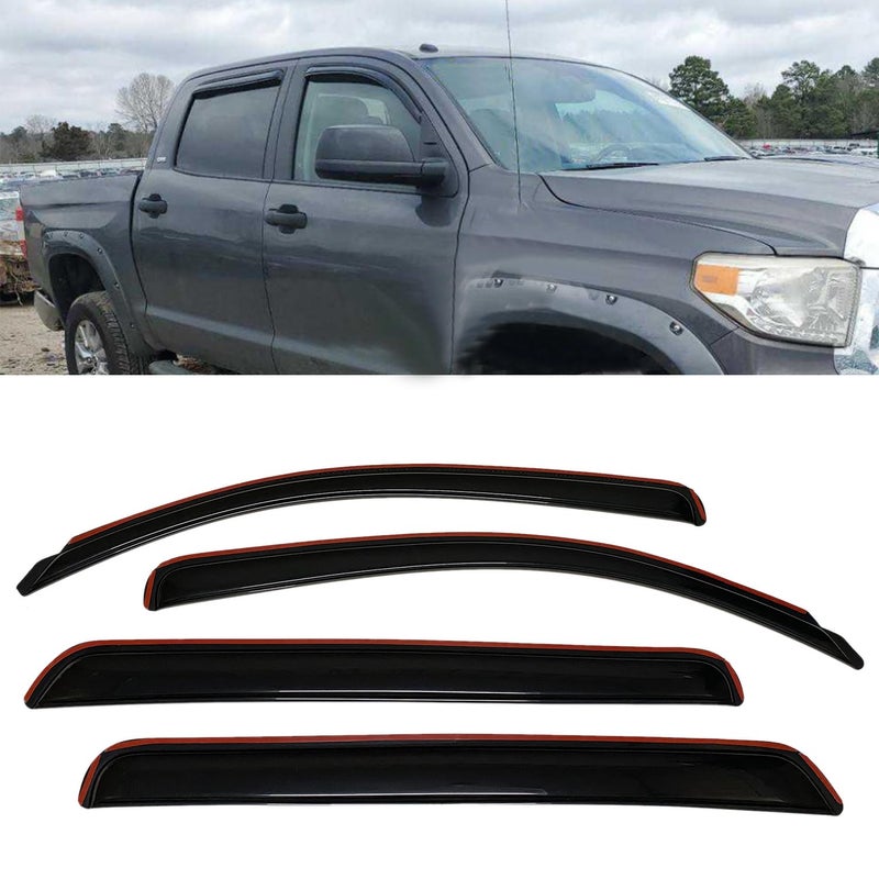 inChannel Style Smoke Window Sun Rain Visors Vent Guard Shade Compatible with Toyota Tundra CrewMax Cab 20072021
