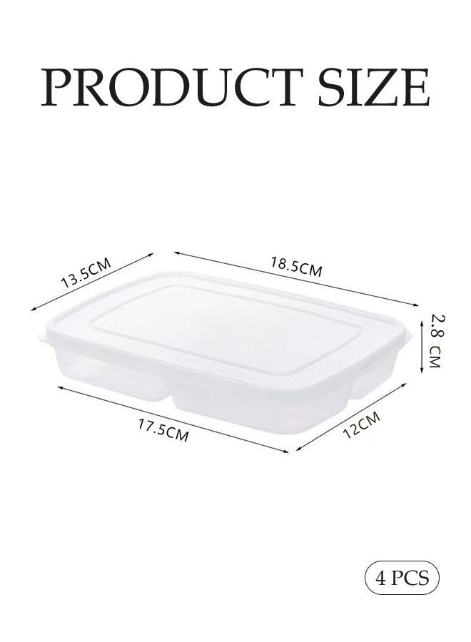 4 Pcs 4 Compartment Plastic Food Storage Boxes, Refrigerator Organizer, Reusable Lunch Container, Sealed And Moisture Proof, Temperature And Pressure Resistant, Used For Meat, Vegetables And Fruits