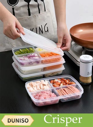 4 Pcs 4 Compartment Plastic Food Storage Boxes, Refrigerator Organizer, Reusable Lunch Container, Sealed And Moisture Proof, Temperature And Pressure Resistant, Used For Meat, Vegetables And Fruits - pzsku/ZCB6426207B95EFF98272Z/45/1744868558/bcd19eba-b0f2-49a5-9465-0e6a7a1f987b