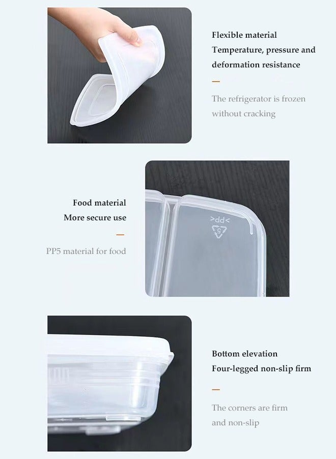 4 Pcs 4 Compartment Plastic Food Storage Boxes, Refrigerator Organizer, Reusable Lunch Container, Sealed And Moisture Proof, Temperature And Pressure Resistant, Used For Meat, Vegetables And Fruits