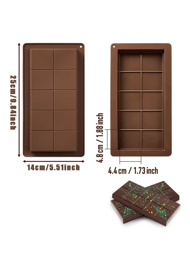 2 Pack Chocolate Bar Mold,Non-Stick Deep Dubai Chocolate Bar Molds, Silicone, Rectangular Prism, Chocolate Color - Image 2