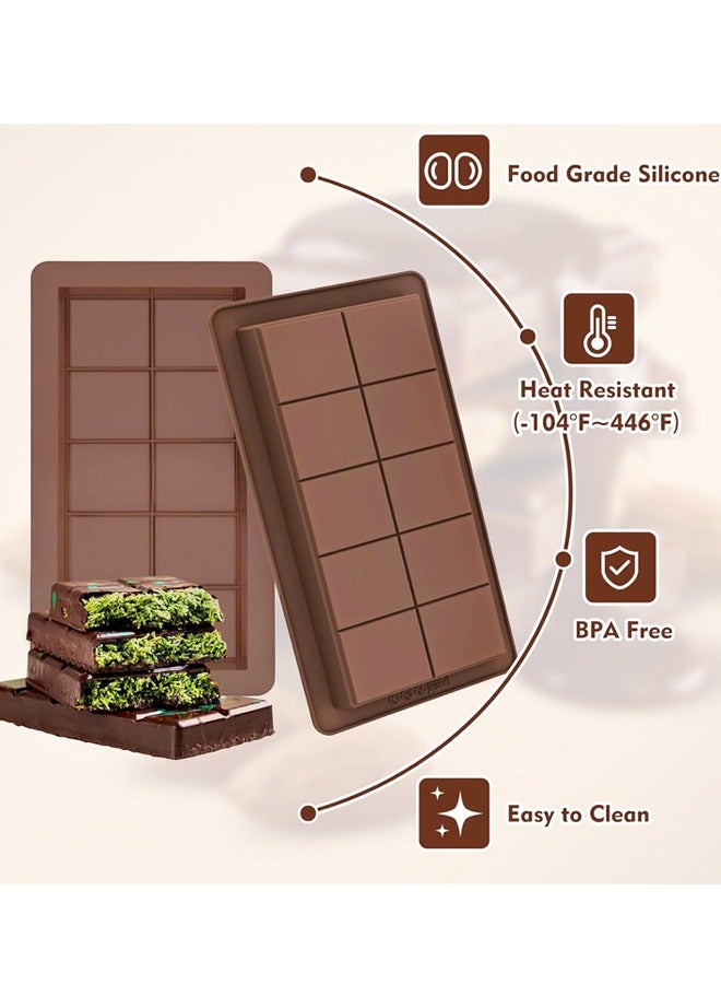 2 Pack Chocolate Bar Mold,Non-Stick Deep Dubai Chocolate Bar Molds, Silicone, Rectangular Prism, Chocolate Color - Image 3