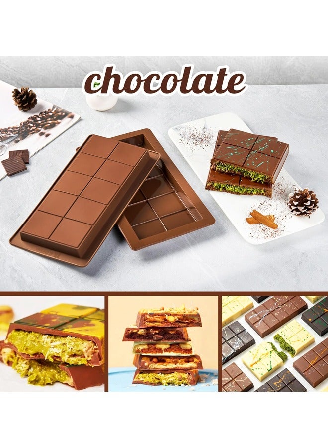 2 Pack Chocolate Bar Mold,Non-Stick Deep Dubai Chocolate Bar Molds, Silicone, Rectangular Prism, Chocolate Color - Image 5