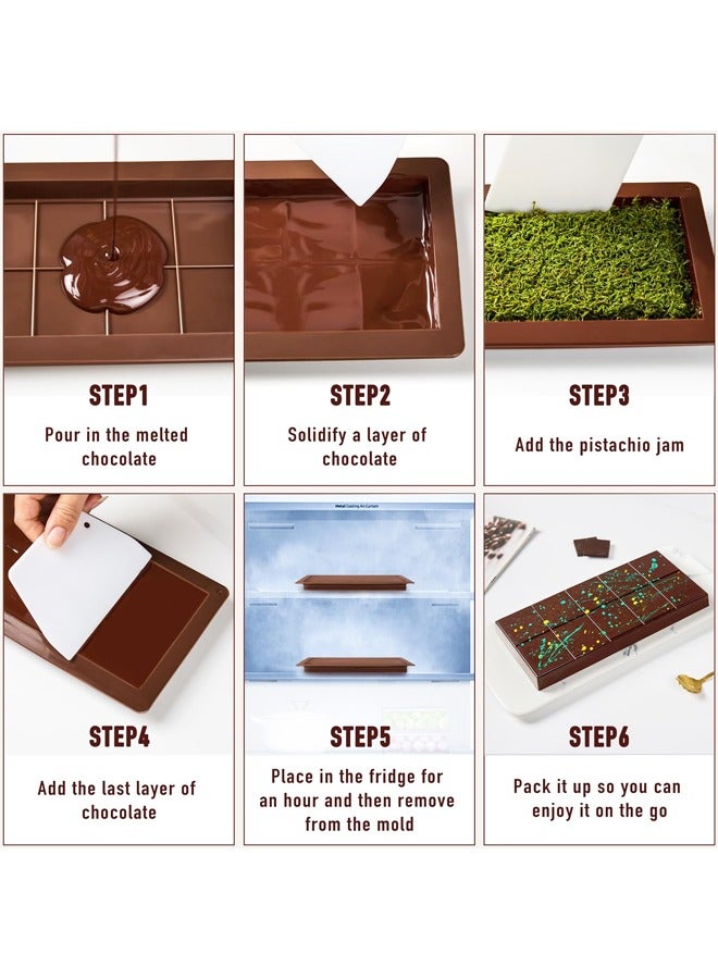 2 Pack Chocolate Bar Mold,Non-Stick Deep Dubai Chocolate Bar Molds, Silicone, Rectangular Prism, Chocolate Color - Image 4