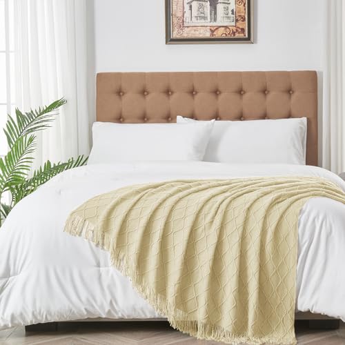 inhand Knitted Throw Blanket for Couch and Bed, Soft Living Room Home Decor Knitted Blanket with Tassel, Outdoor Lightweight Breathable Summer Blanket, Farmhouse Warm Woven Decorative, 50"x60" - Image 3