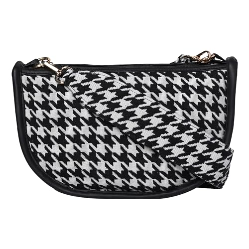 ENSAC Women's Premium Cotton/Full Sling Shoulder Bag | Ladies Purse Handbag | Special & Luxury Gift (White-Black) - Image 1