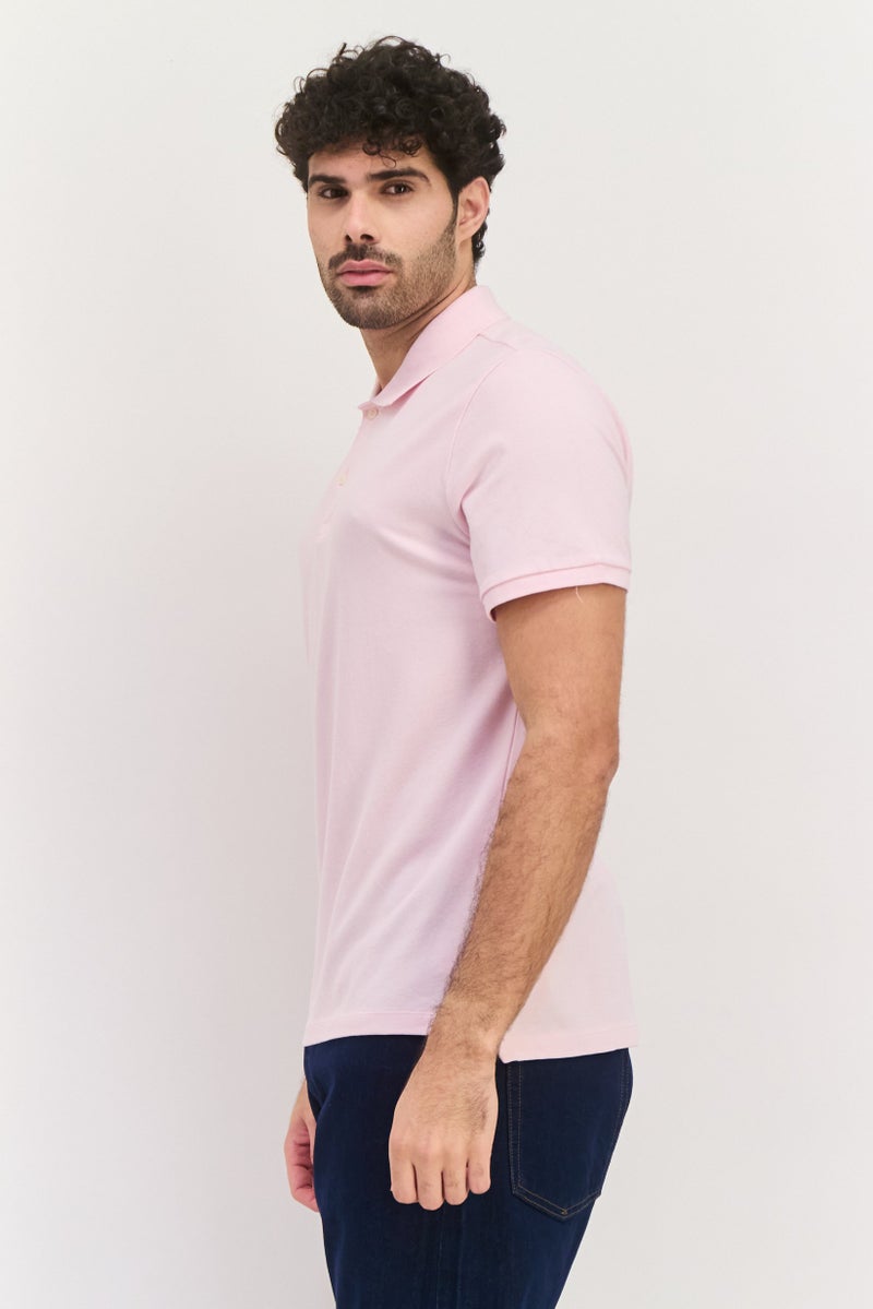 GAP تي شيرت بولو للرجال بقصة عادية بأكمام قصيرة، وردي - Image 2