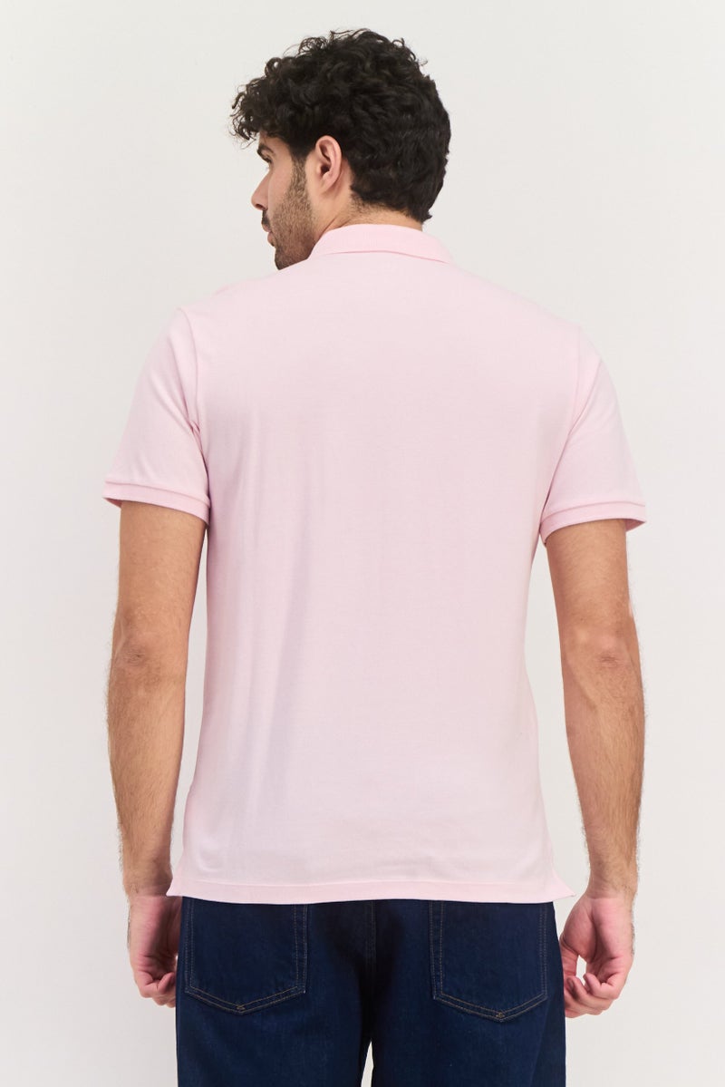 GAP تي شيرت بولو للرجال بقصة عادية بأكمام قصيرة، وردي - Image 3