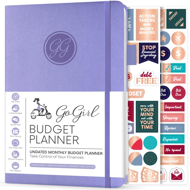 GoGirl Budget Planner Monthly Financial Planner Organizer Budget Book Expense Tracker Notebook Journal to Control Money Compact Lavender