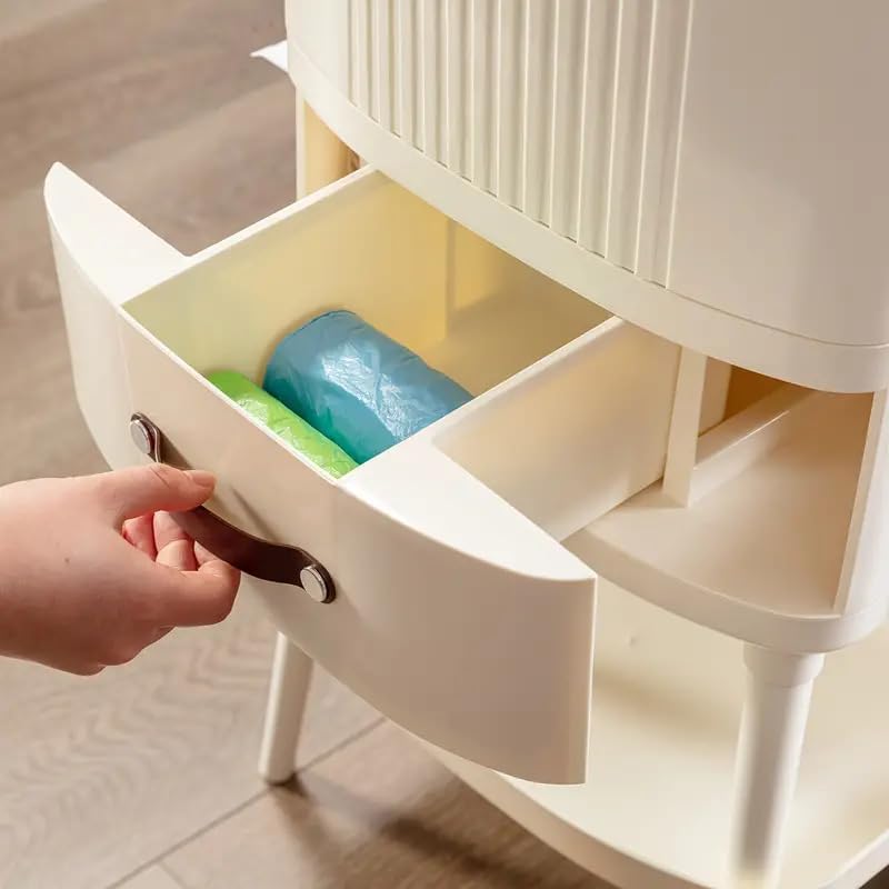 Jukkre 8 Gal Kitchen Trash Can with Lid, Large-Capacity Three-Layer Sorting Trash Bin with Removable Inner Bucket, Vertical Trash Can with Drawer&Tissue Holder, Waste Container with Leg - Image 4